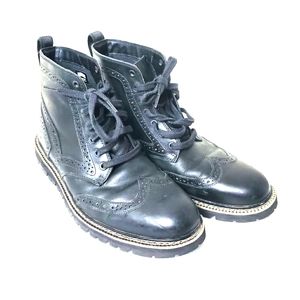 Black Wing Tip Timberland Leather Boots